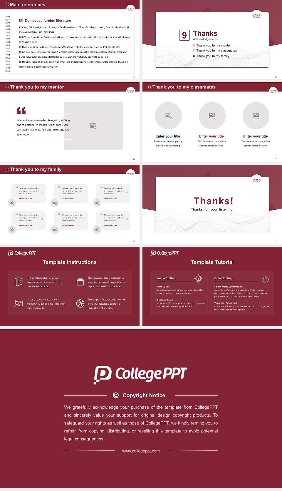 Lafayette College Graduation Thesis Defense PPT Template16:9 ratio PPT effect preview image7