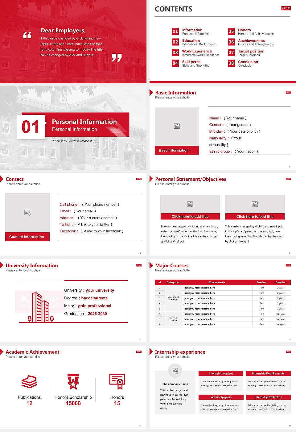 Keene State College Resume PPT Template16:9 ratio PPT effect preview image2