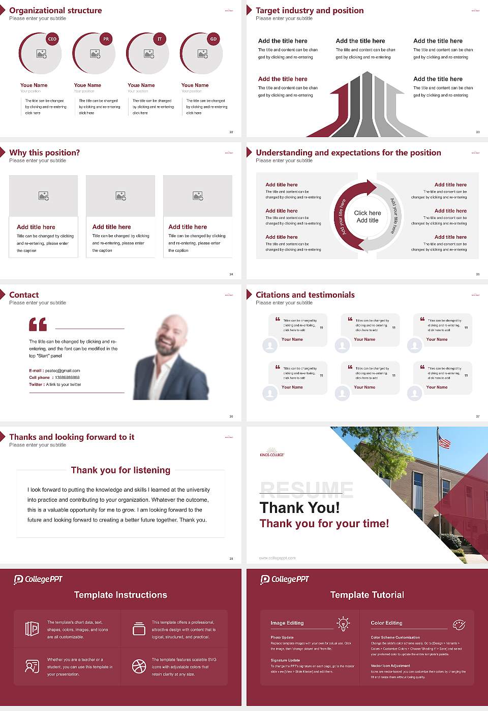 King’s College (Charlotte, North Carolina) Resume PPT Template16:9 ratio PPT effect preview image4