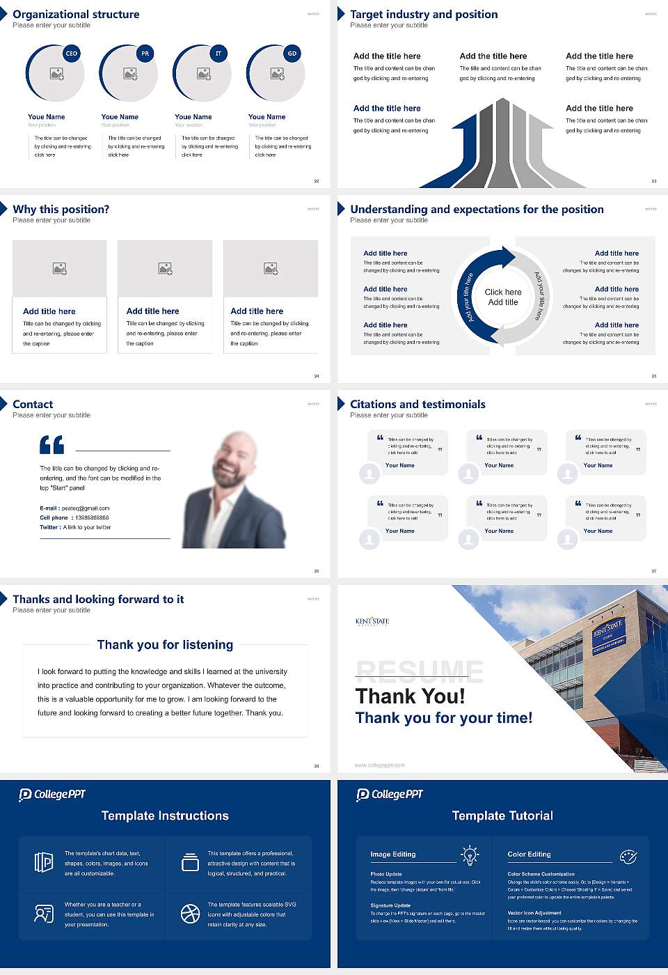 Kent State University at Stark Resume PPT Template16:9 ratio PPT effect preview image4