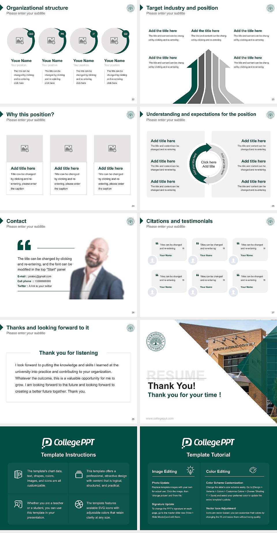 Jacksonville University Resume PPT Template4:3 ratio PPT effect preview image4
