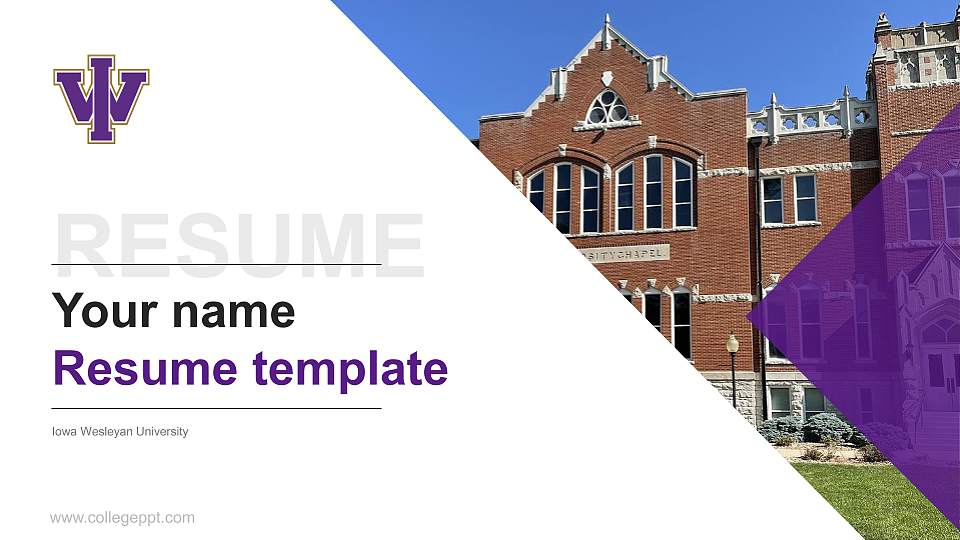 Iowa Wesleyan University Resume PPT Template16:9 ratio PPT effect preview image