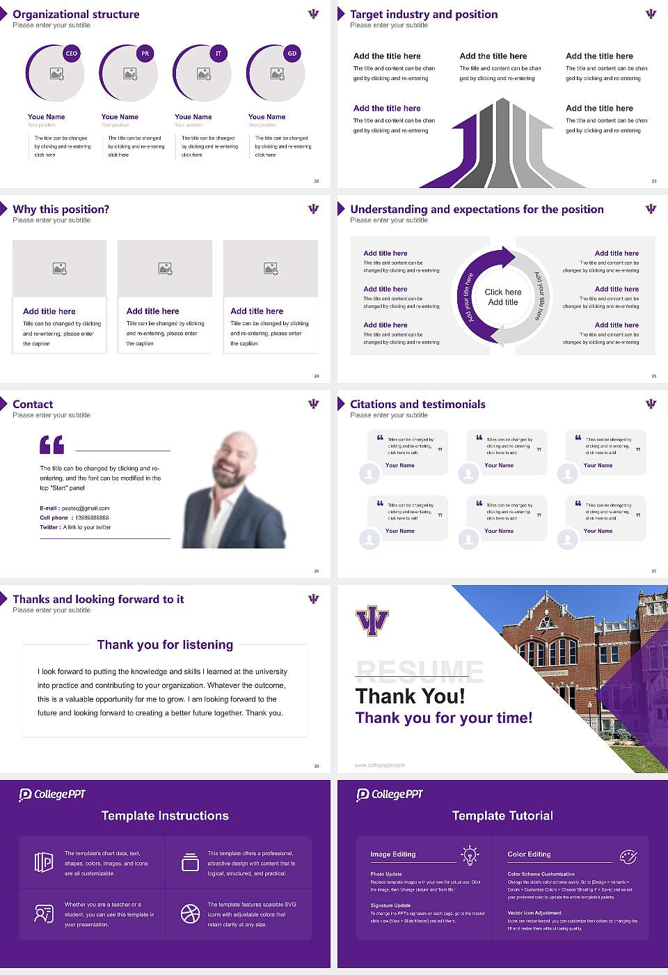 Iowa Wesleyan University Resume PPT Template16:9 ratio PPT effect preview image4