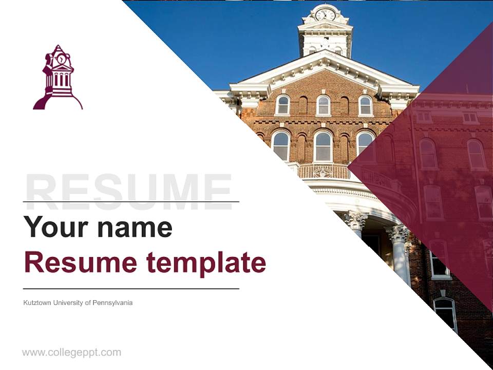 Kutztown University of Pennsylvania Resume PPT Template4:3 ratio PPT effect preview image5