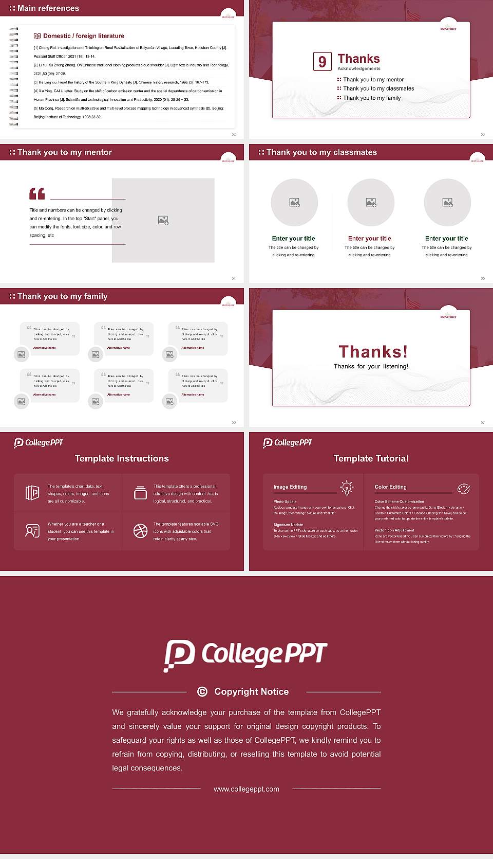 King’s College (Charlotte, North Carolina) Graduation Thesis Defense PPT Template16:9 ratio PPT effect preview image7