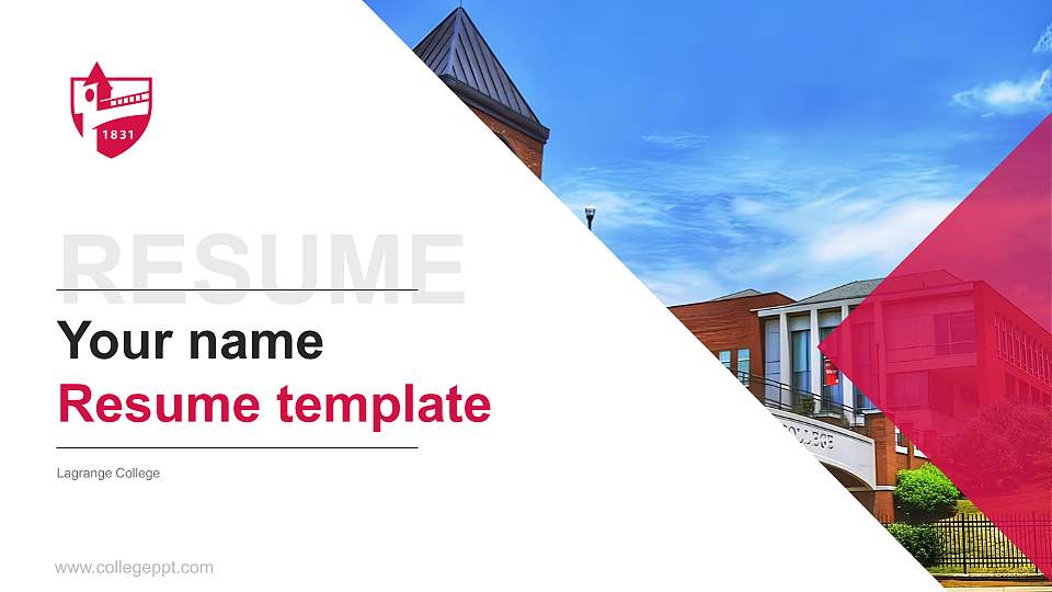 Lagrange College Resume PPT Template16:9 ratio PPT effect preview image