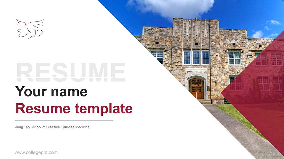 Jung Tao School of Classical Chinese Medicine Resume PPT Template16:9 ratio PPT effect preview image