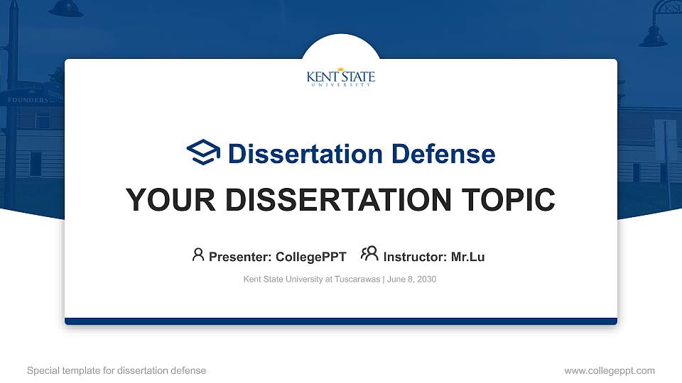Kent State University at Tuscarawas Graduation Thesis Defense PPT Template16:9 ratio PPT effect preview image