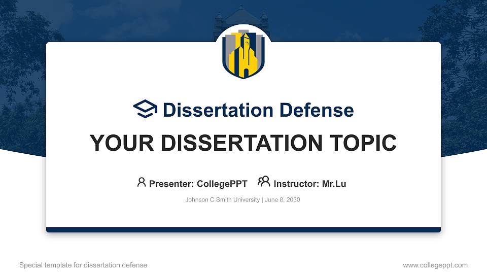 Johnson C Smith University Graduation Thesis Defense PPT Template16:9 ratio PPT effect preview image