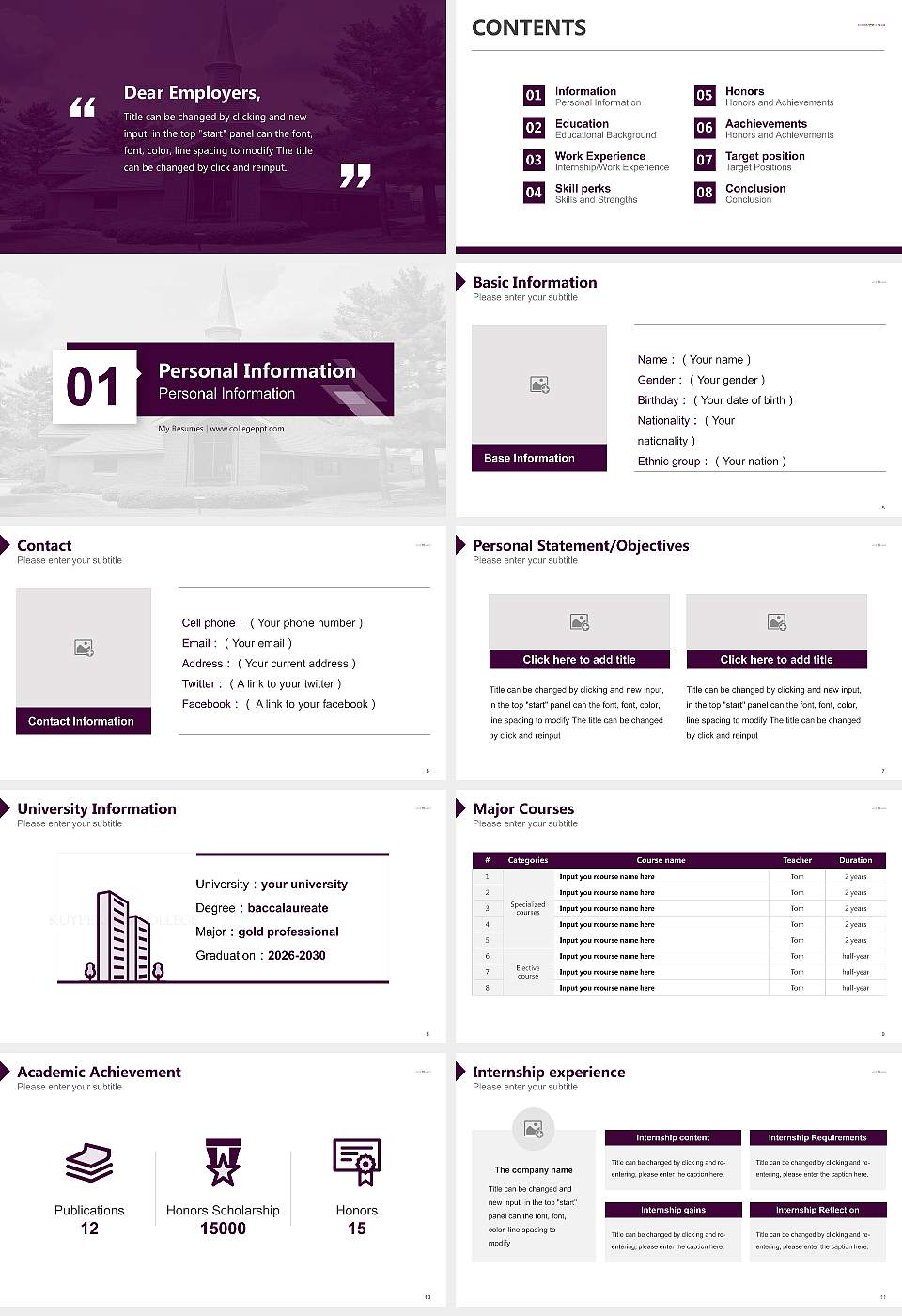 Kuyper College Resume PPT Template16:9 ratio PPT effect preview image2