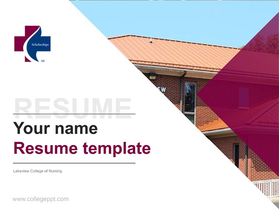 Lakeview College of Nursing Resume PPT Template4:3 ratio PPT effect preview image5