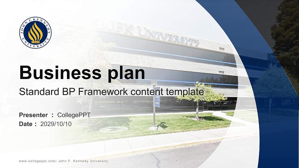 John F. Kennedy University Competition/Entrepreneurship Contest PPT Template16:9 ratio PPT effect preview image