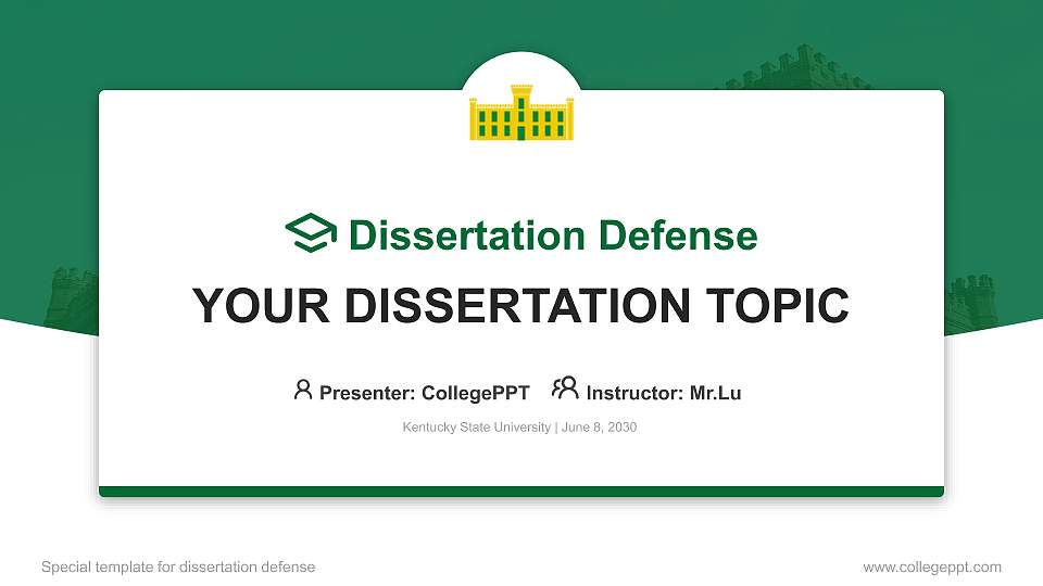 Kentucky State University Graduation Thesis Defense PPT Template16:9 ratio PPT effect preview image
