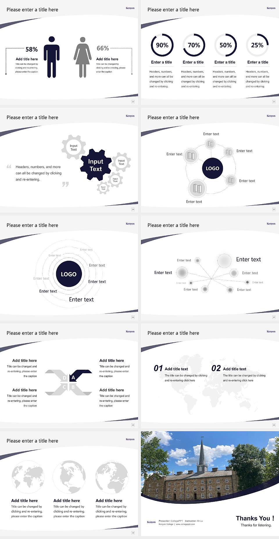 Kenyon College Course/Courseware Creation PPT Template4:3 ratio PPT effect preview image4