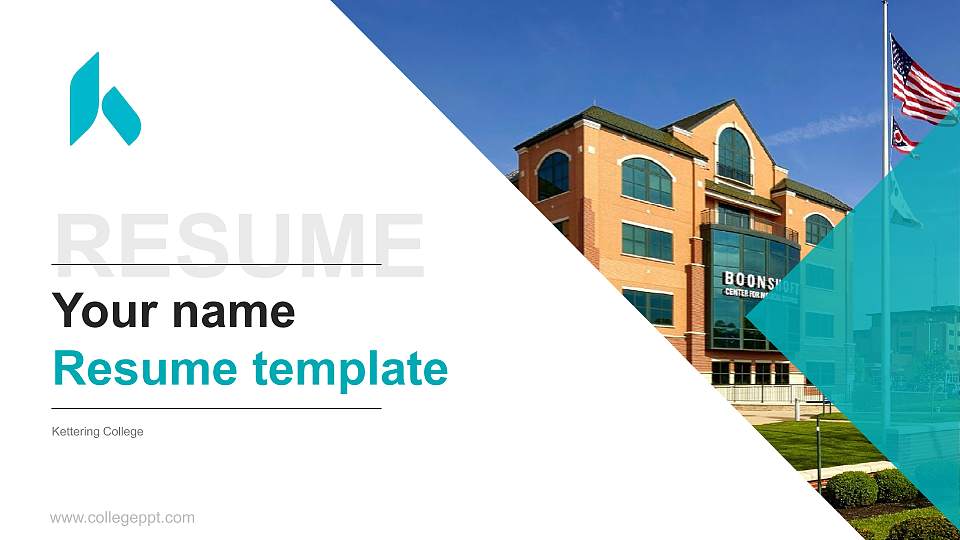 Kettering College Resume PPT Template16:9 ratio PPT effect preview image