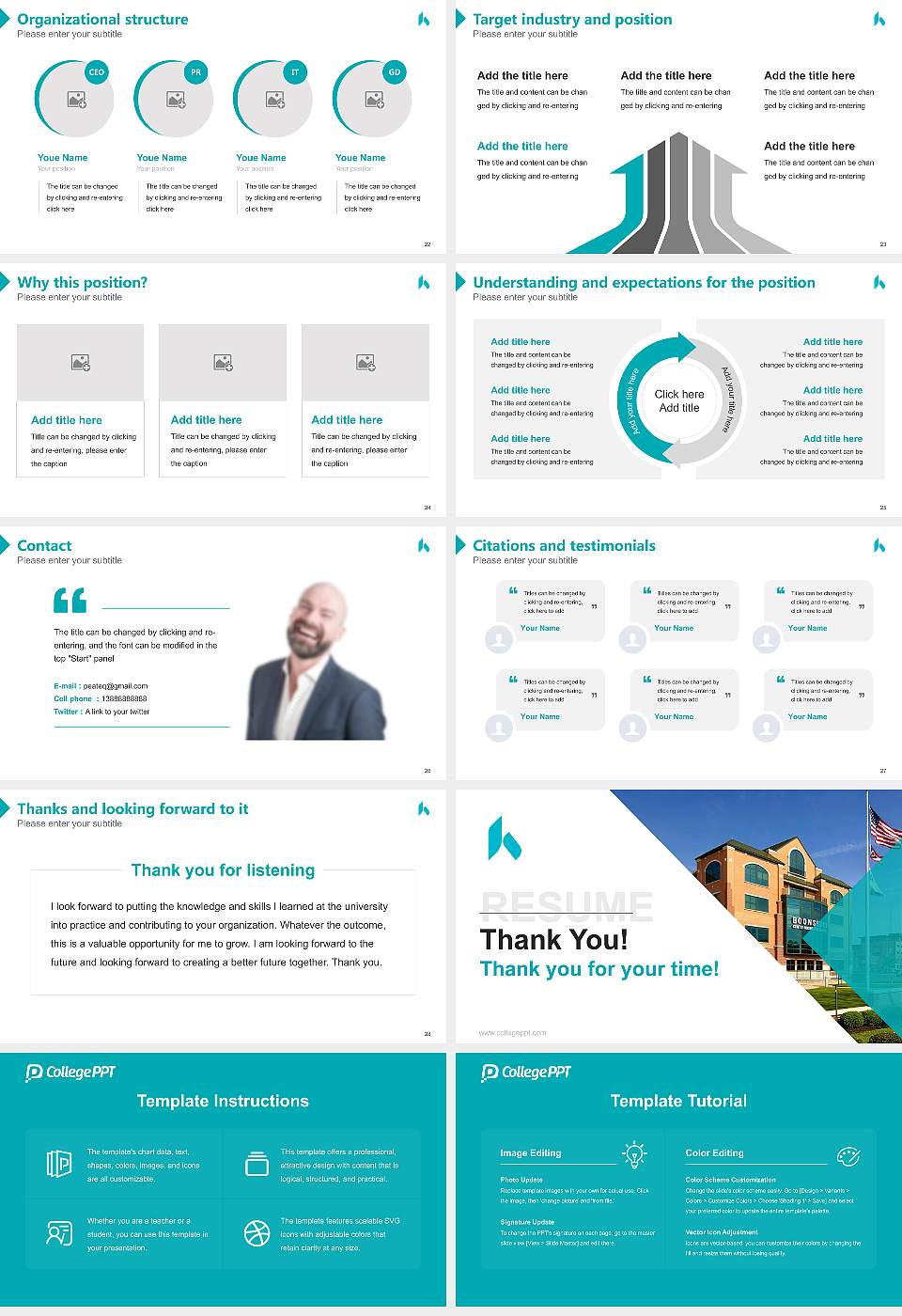 Kettering College Resume PPT Template16:9 ratio PPT effect preview image4