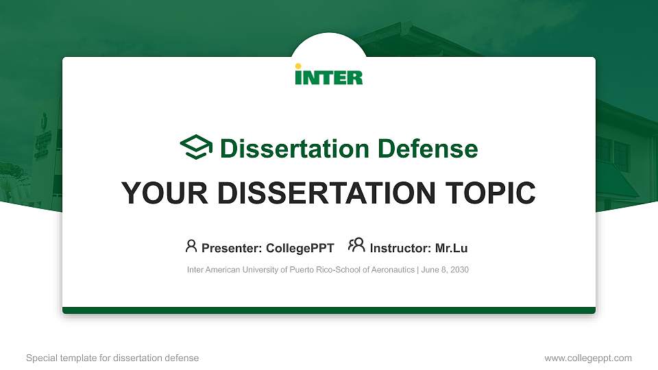 Inter American University of Puerto Rico-School of Aeronautics Graduation Thesis Defense PPT Template16:9 ratio PPT effect preview image