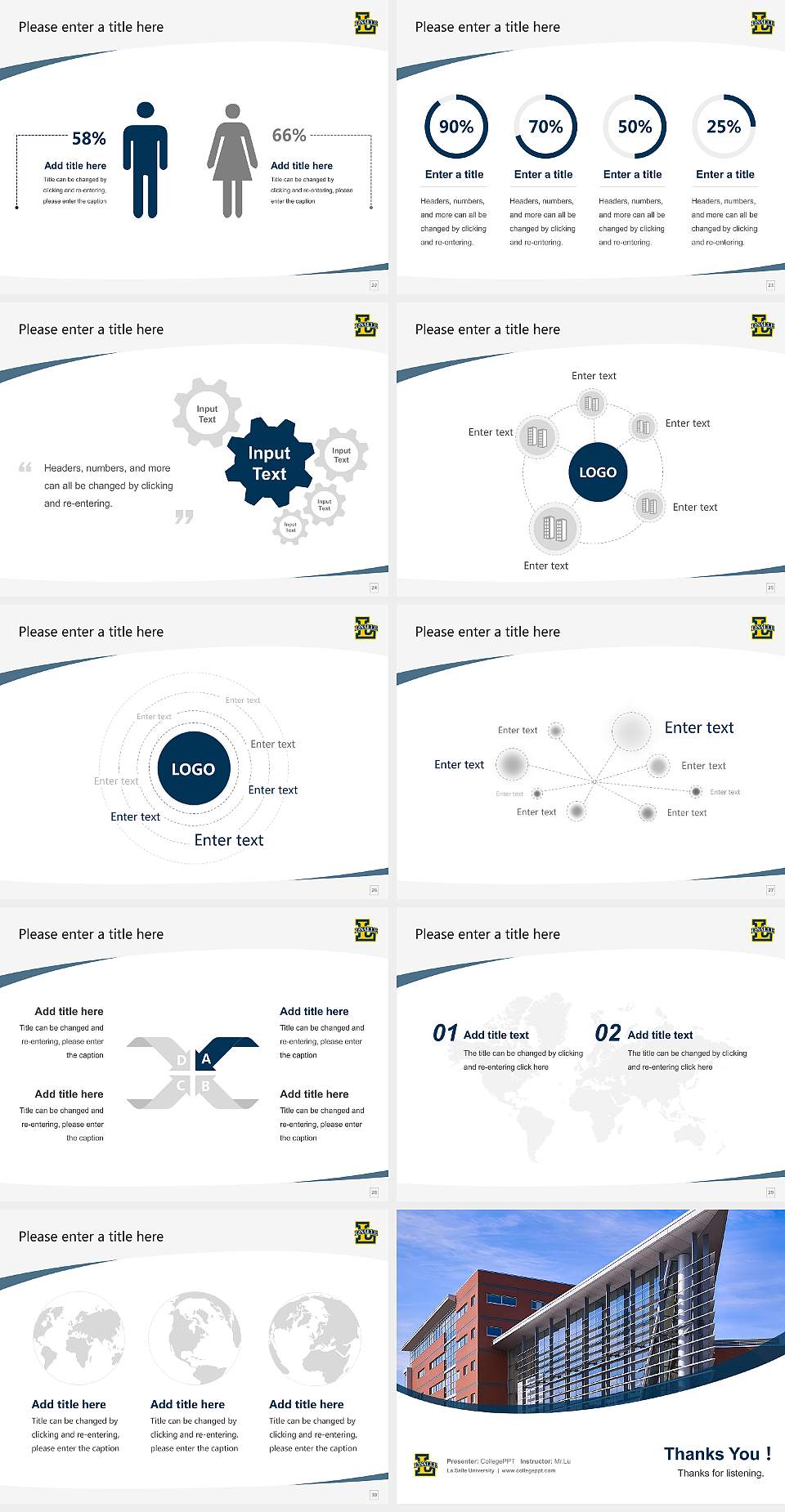 La Salle University Course/Courseware Creation PPT Template4:3 ratio PPT effect preview image4