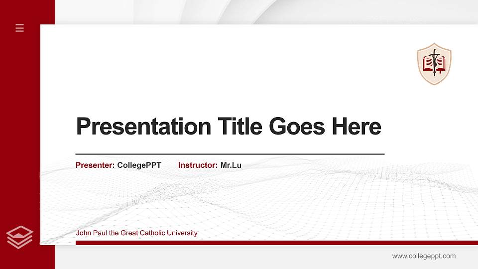 John Paul the Great Catholic University Thesis Proposal/Graduation Defense PPT Template16:9 ratio PPT effect preview image1