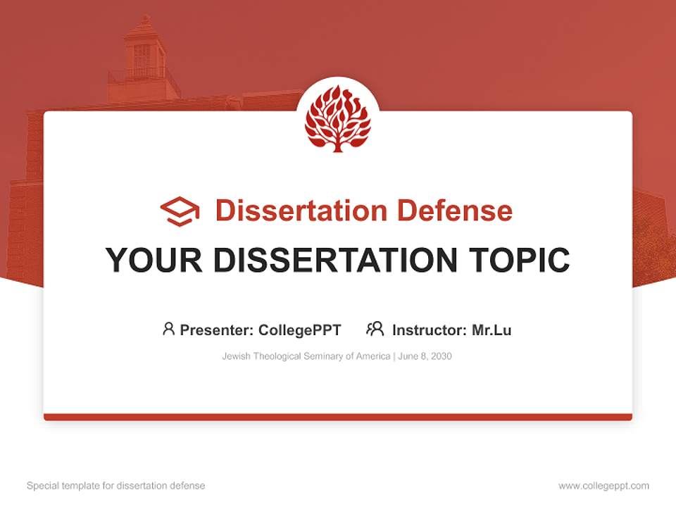 Jewish Theological Seminary of America Graduation Thesis Defense PPT Template4:3 ratio PPT effect preview image7