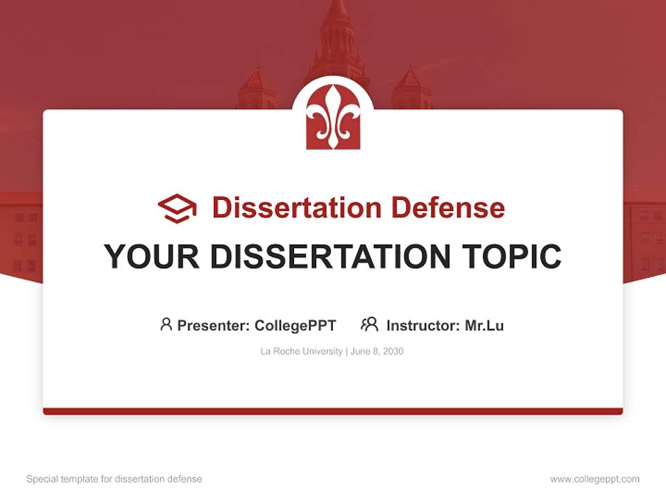 La Roche University Graduation Thesis Defense PPT Template4:3 ratio PPT effect preview image7