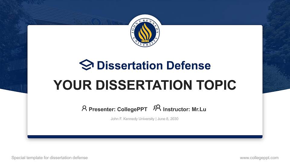 John F. Kennedy University Graduation Thesis Defense PPT Template16:9 ratio PPT effect preview image