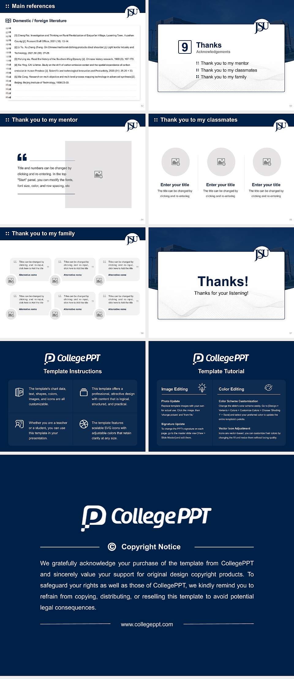 Jackson State University Graduation Thesis Defense PPT Template4:3 ratio PPT effect preview image7