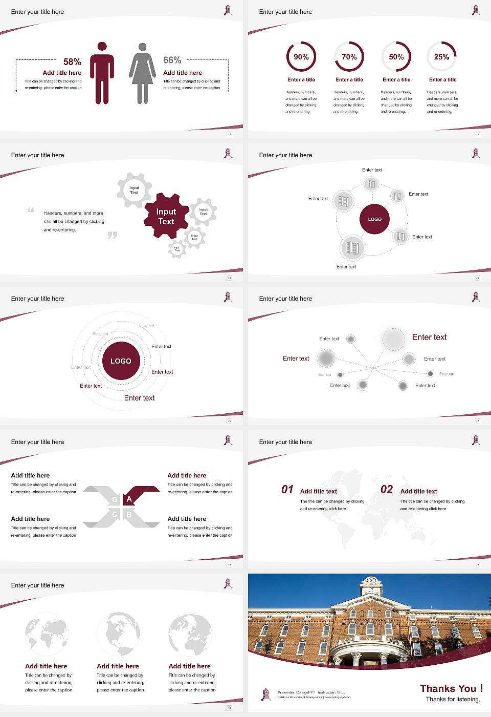 Kutztown University of Pennsylvania Course/Courseware Creation PPT Template16:9 ratio PPT effect preview image4