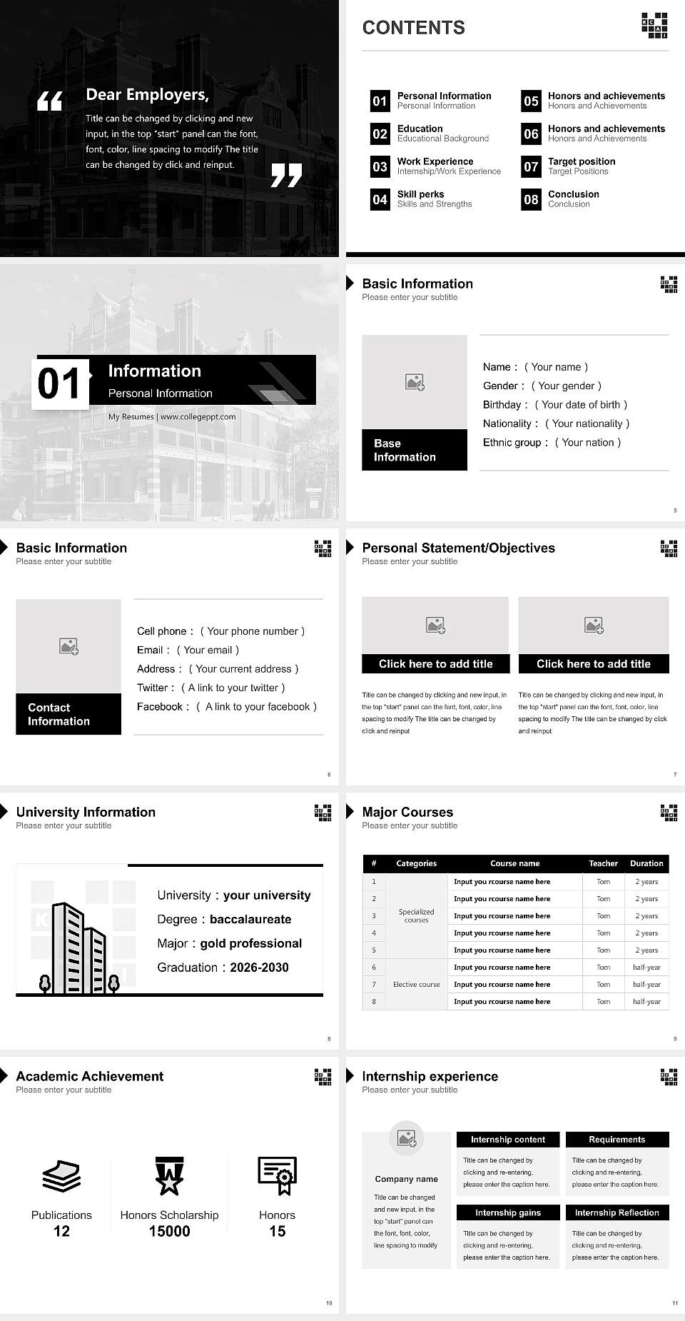 Kansas City Art Institute Resume PPT Template4:3 ratio PPT effect preview image2