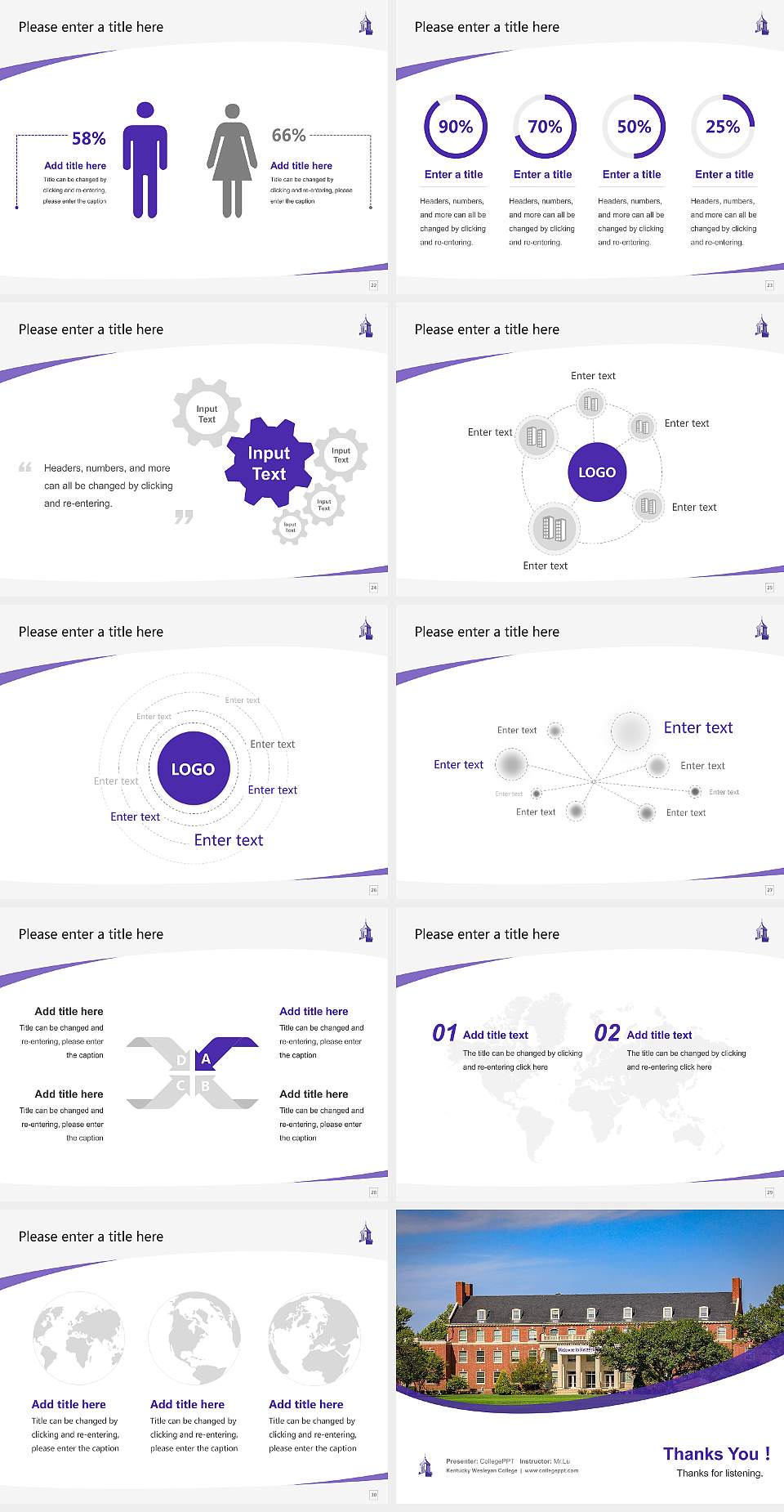 Kentucky Wesleyan College Course/Courseware Creation PPT Template4:3 ratio PPT effect preview image4