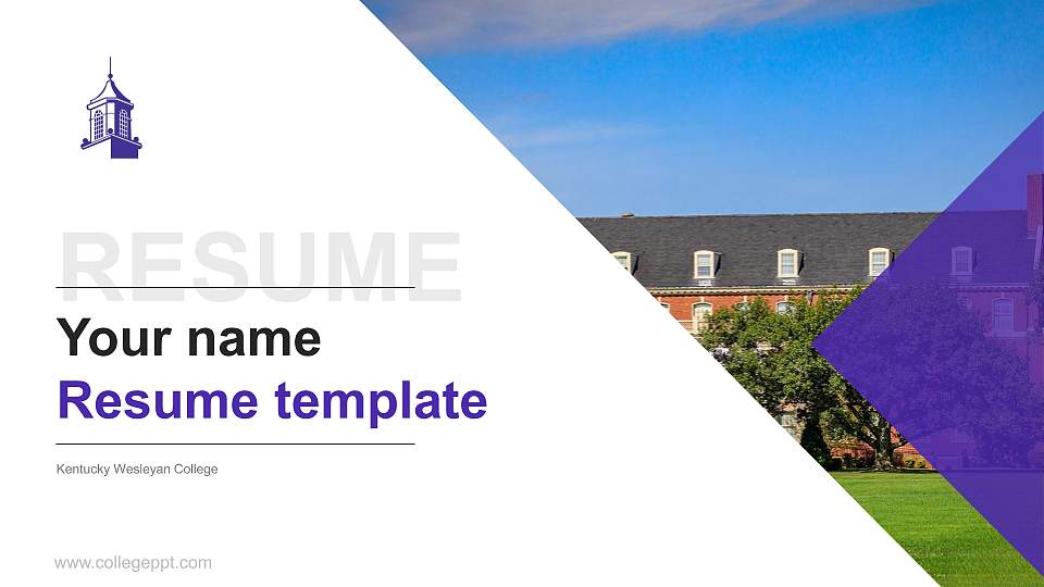 Kentucky Wesleyan College Resume PPT Template16:9 ratio PPT effect preview image1