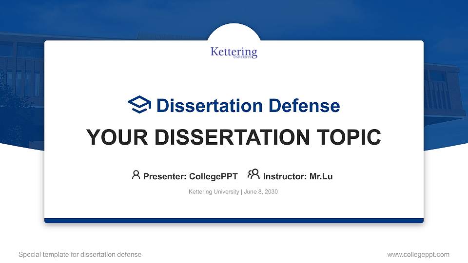 Kettering University Graduation Thesis Defense PPT Template16:9 ratio PPT effect preview image