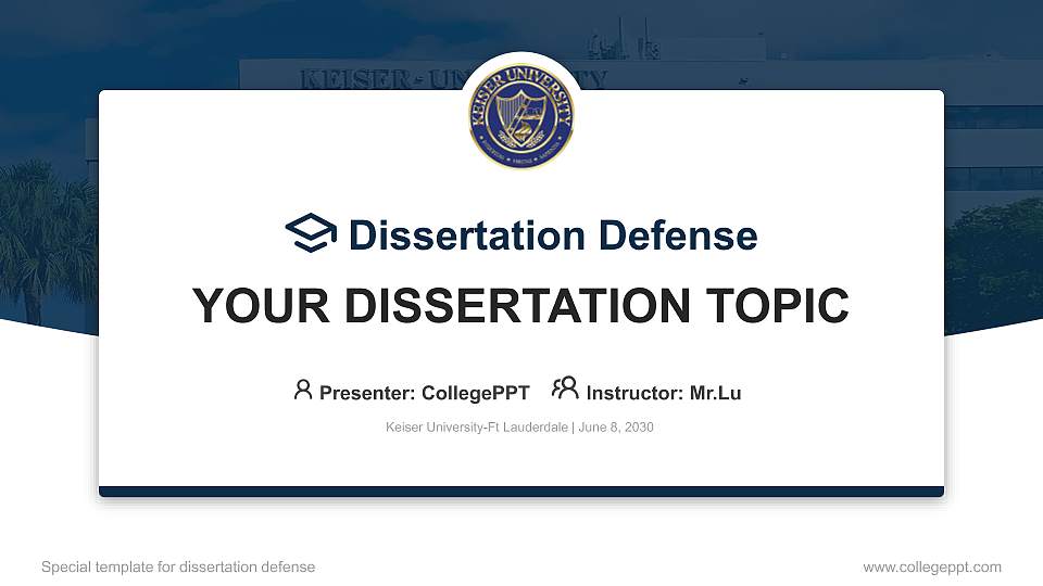 Keiser University-Ft Lauderdale Graduation Thesis Defense PPT Template16:9 ratio PPT effect preview image1