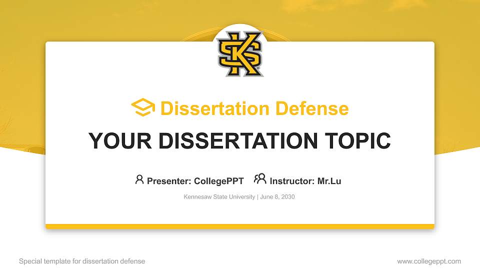 Kennesaw State University Graduation Thesis Defense PPT Template16:9 ratio PPT effect preview image