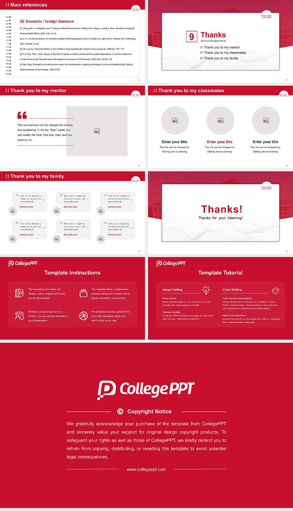 Iowa State University Graduation Thesis Defense PPT Template16:9 ratio PPT effect preview image7