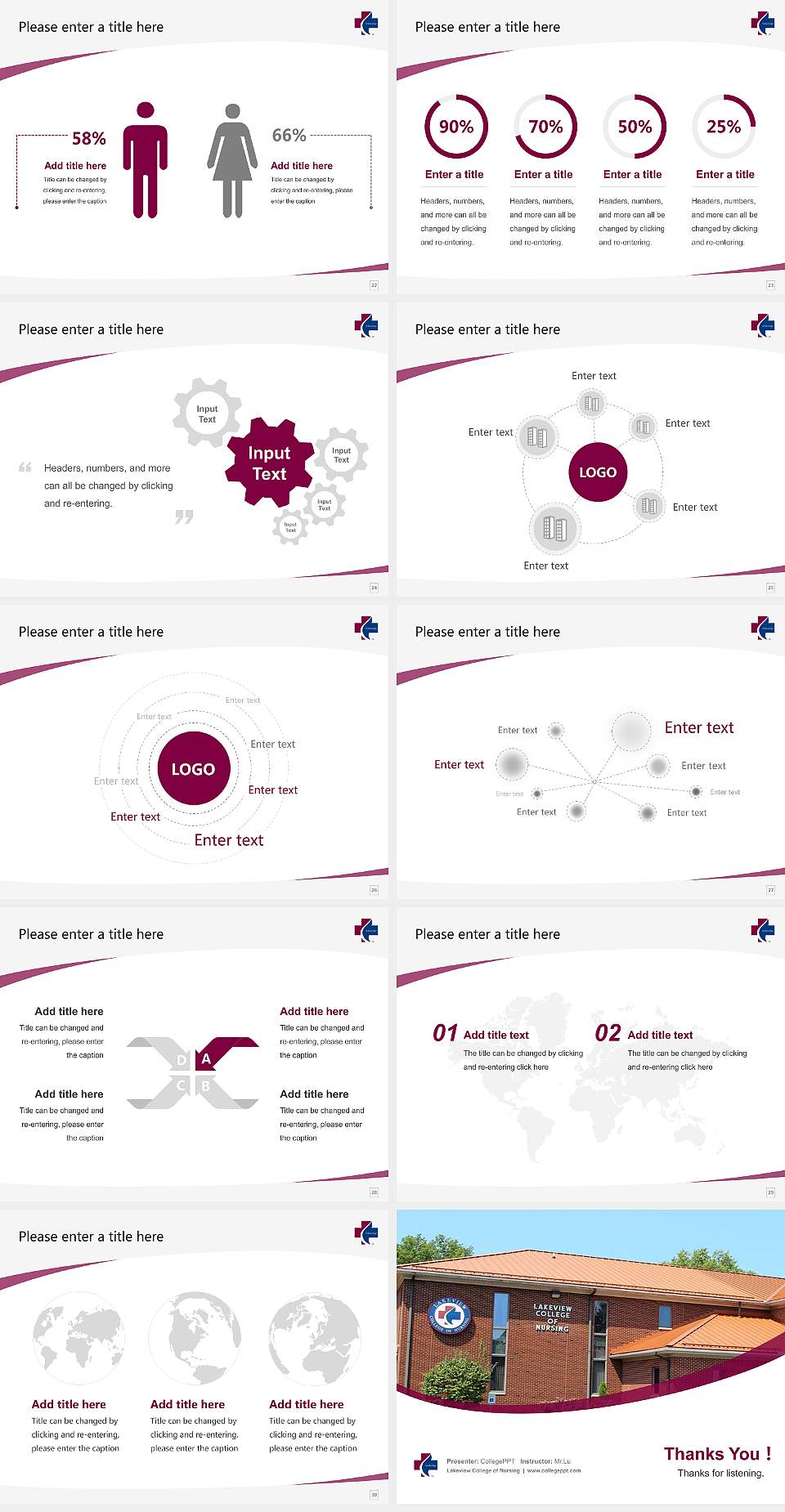 Lakeview College of Nursing Course/Courseware Creation PPT Template4:3 ratio PPT effect preview image4