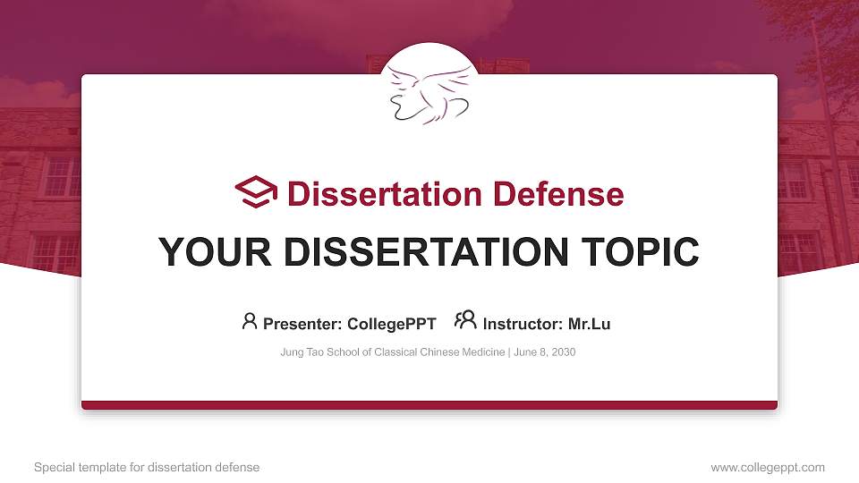 Jung Tao School of Classical Chinese Medicine Graduation Thesis Defense PPT Template16:9 ratio PPT effect preview image1
