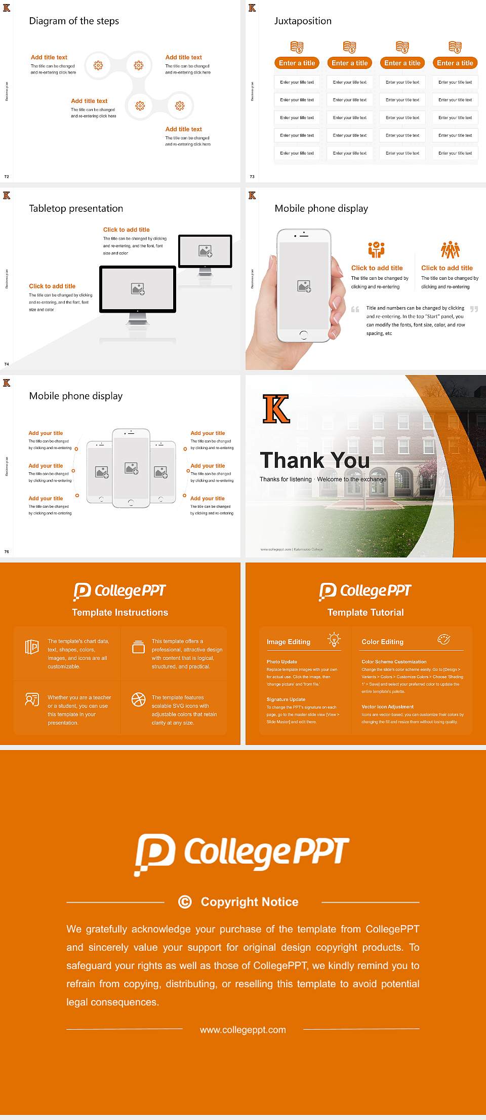 Kalamazoo College Competition/Entrepreneurship Contest PPT Template4:3 ratio PPT effect preview image9