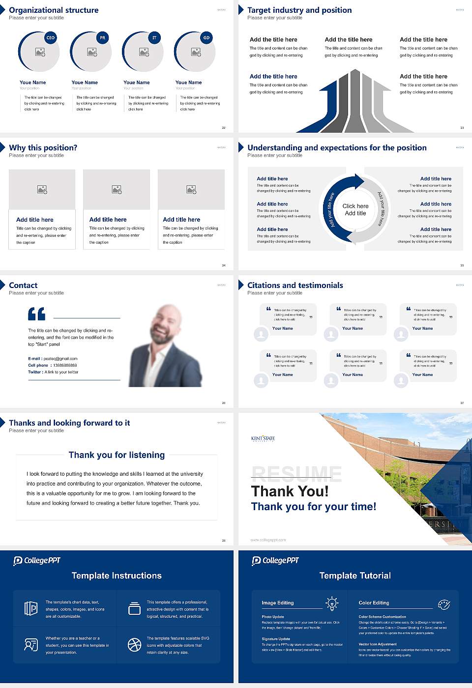 Kent State University at Kent Resume PPT Template16:9 ratio PPT effect preview image4