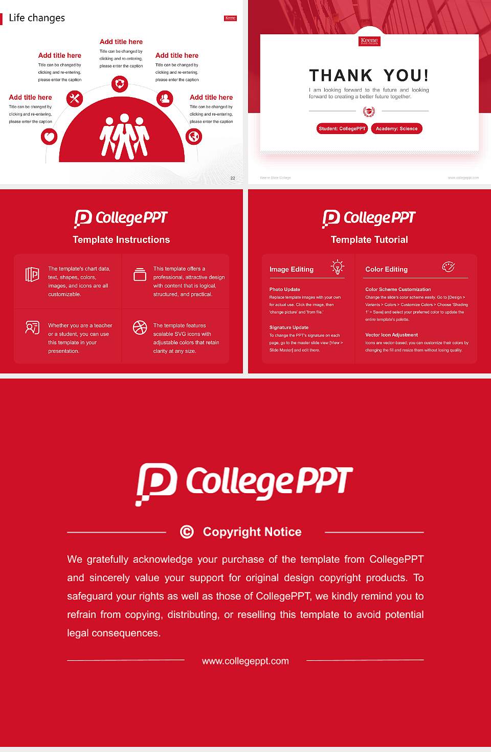 Keene State College National Scholarship Defense PPT Template4:3 ratio PPT effect preview image4