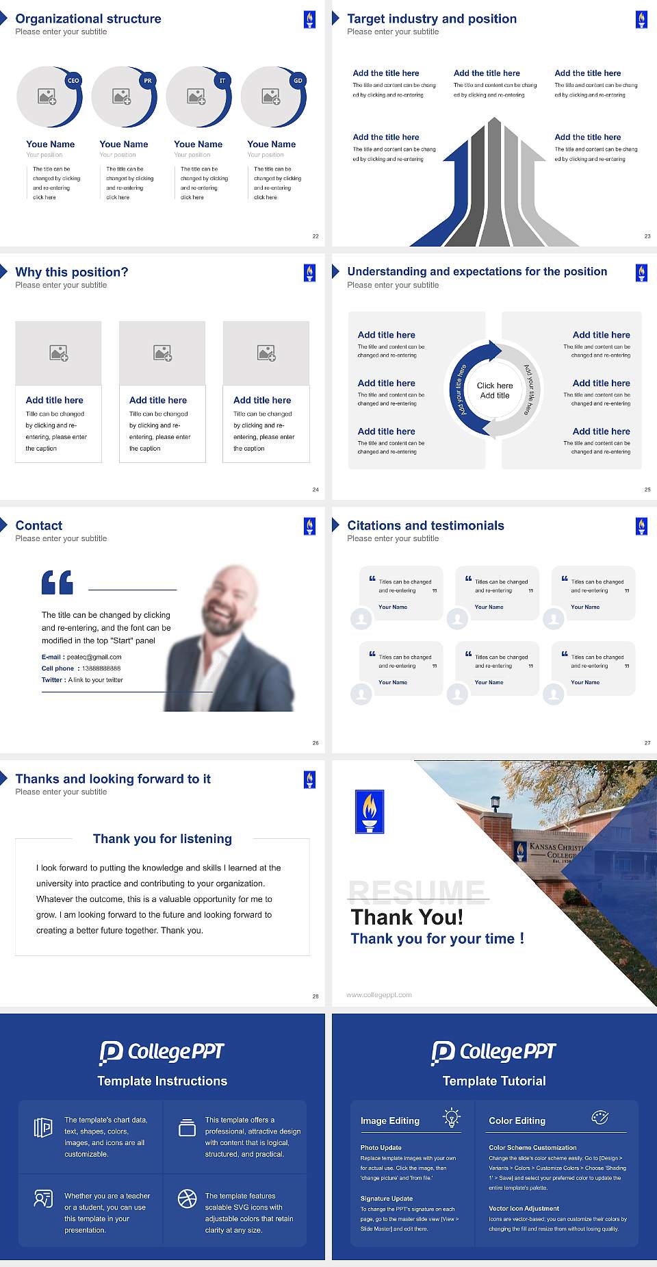 Kansas Christian College Resume PPT Template4:3 ratio PPT effect preview image4