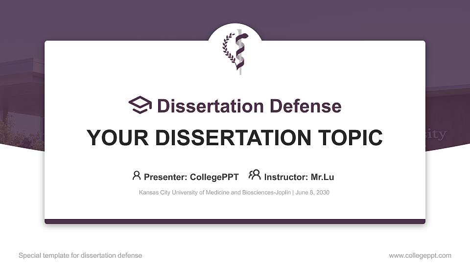 Kansas City University of Medicine and Biosciences-Joplin Graduation Thesis Defense PPT Template16:9 ratio PPT effect preview image