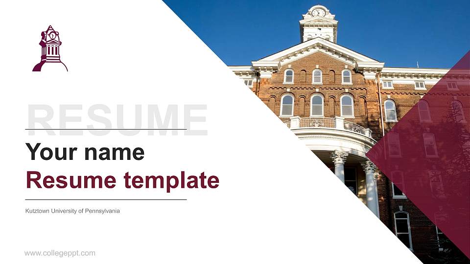 Kutztown University of Pennsylvania Resume PPT Template16:9 ratio PPT effect preview image