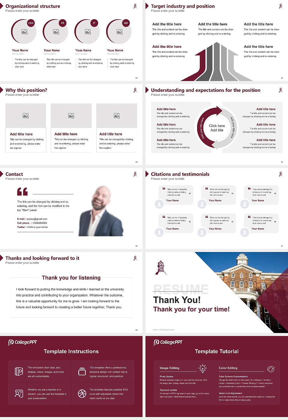 Kutztown University of Pennsylvania Resume PPT Template16:9 ratio PPT effect preview image4