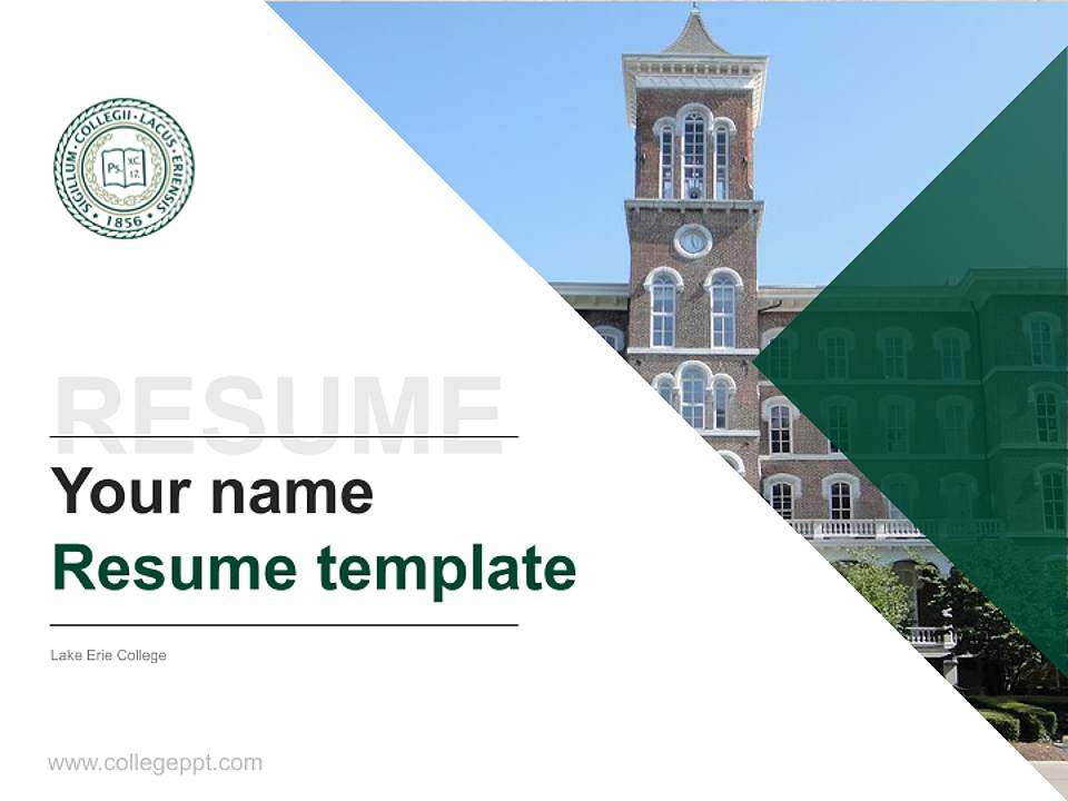 Lake Erie College Resume PPT Template4:3 ratio PPT effect preview image5