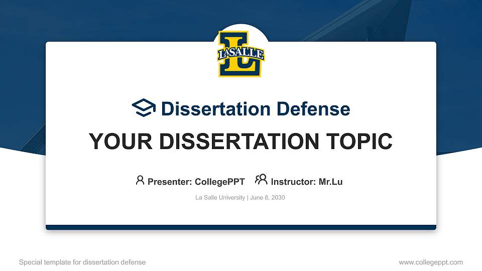 La Salle University Graduation Thesis Defense PPT Template16:9 ratio PPT effect preview image