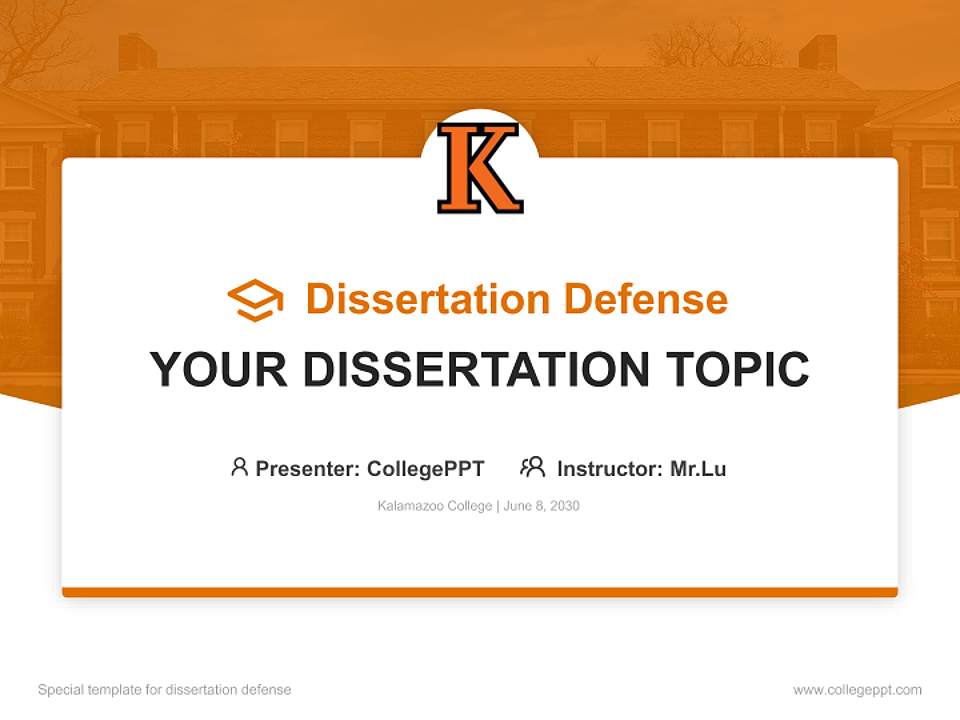 Kalamazoo College Graduation Thesis Defense PPT Template4:3 ratio PPT effect preview image7