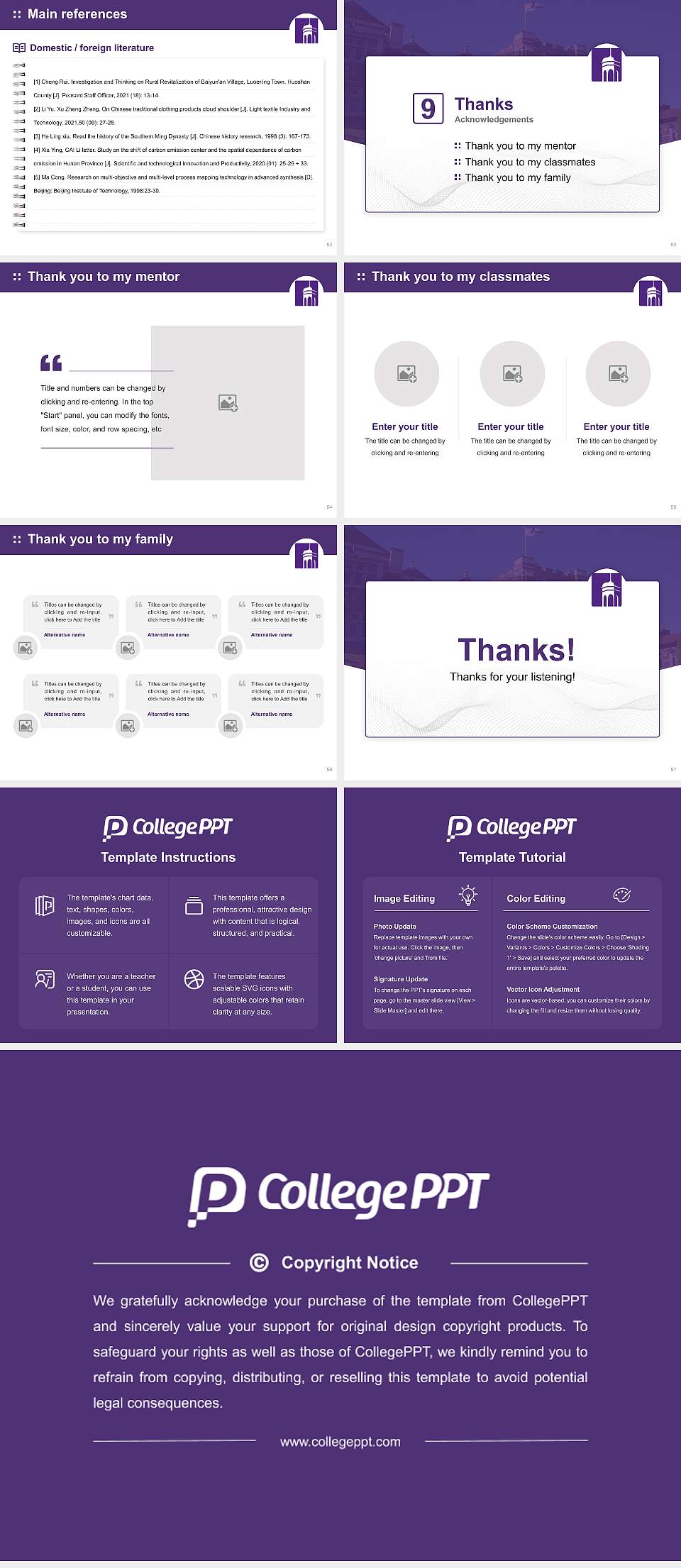 Knox College Graduation Thesis Defense PPT Template4:3 ratio PPT effect preview image7