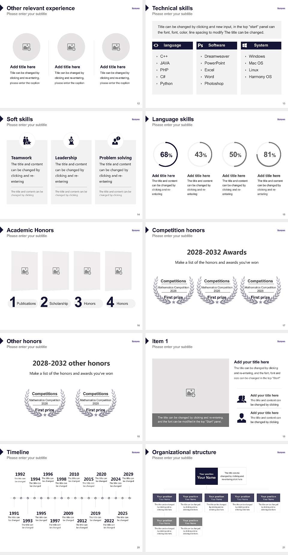 Kenyon College Resume PPT Template4:3 ratio PPT effect preview image3