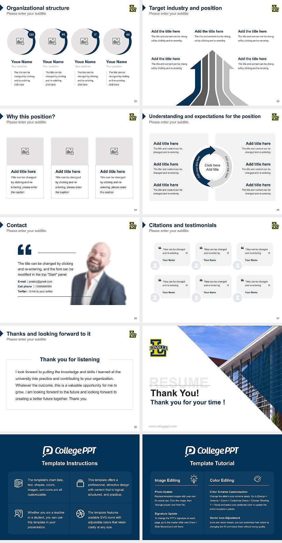 La Salle University Resume PPT Template4:3 ratio PPT effect preview image4
